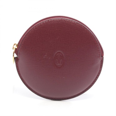 CARTIER Must Line coin purse Wallet Leather Bordeaux Used Women