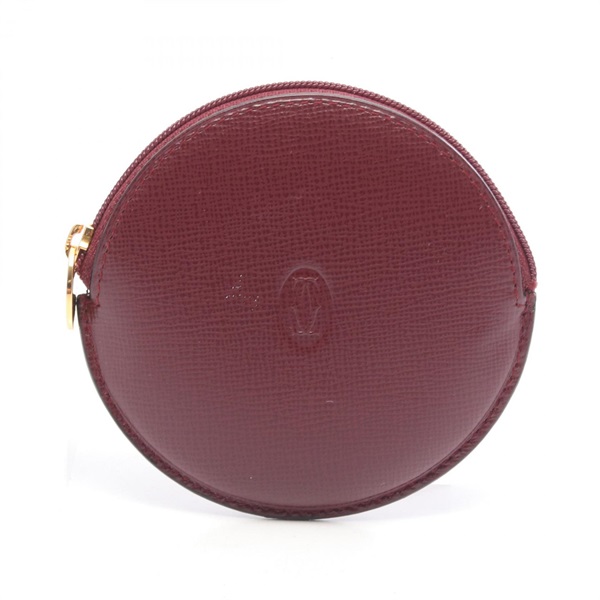 CARTIER Must Line coin purse Wallet Leather Bordeaux Used Women
