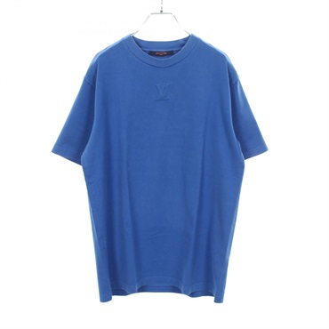 LOUIS VUITTON Embossed LV logo T-shirt RM222Q DT3 cotton Blue Used mens size L
