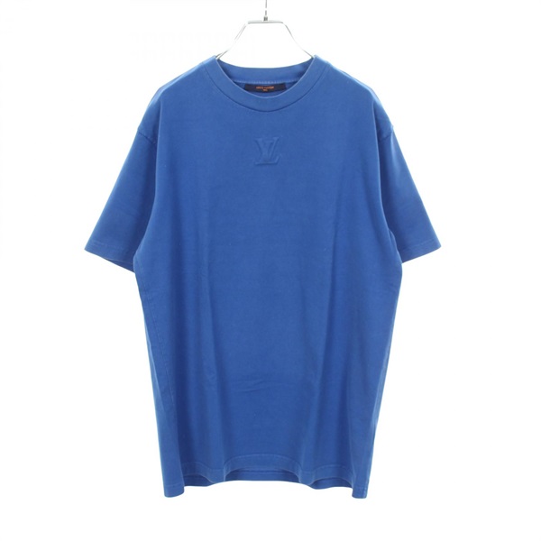 LOUIS VUITTON Embossed LV logo T-shirt RM222Q DT3 cotton Blue Used mens size L
