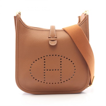 HERMES Evelyne 23 Shoulder crossbody Bag G Taurillon Clemence Gold SHW