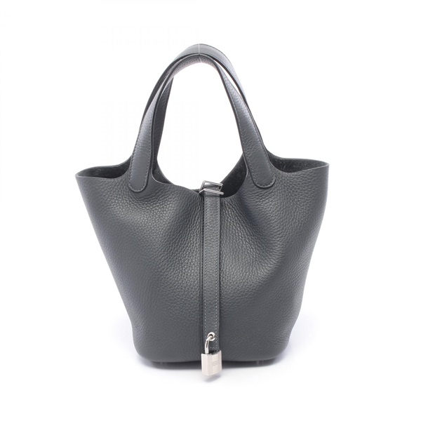 HERMES Picotin Lock PM Tote Handbag Clemence leather Gray Used Women SHW