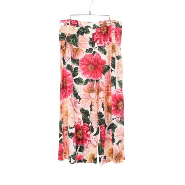 DOLCE & GABBANA Floral Pants Trousers #50 Rayon White Multicolor Used Women
