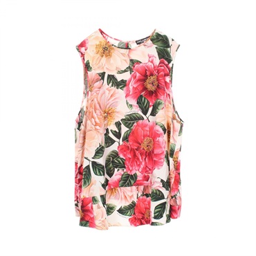 DOLCE & GABBANA Floral Sleeveless Shirt Top #48 Rayon White Multicolor Used