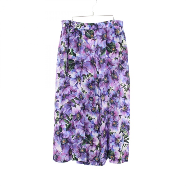DOLCE & GABBANA Floral Wide Pants Trousers #50 silk Purple Used Women