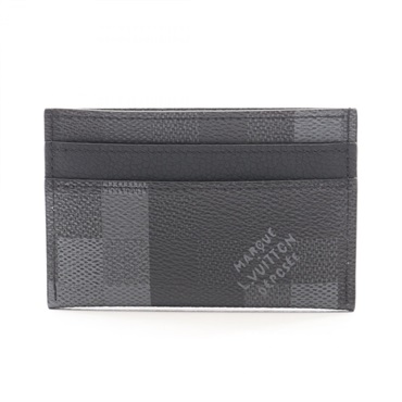 LOUIS VUITTON Porte Cartes Double Damouflage Card Case M14929 leather black used
