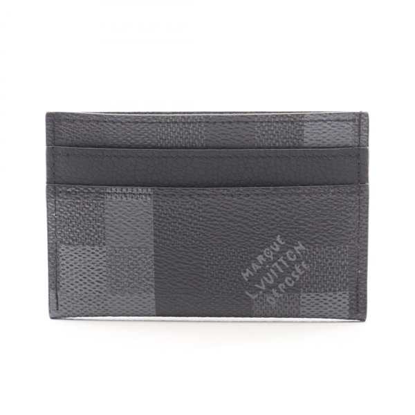 LOUIS VUITTON Porte Cartes Double Damouflage Card Case M14929 leather black used