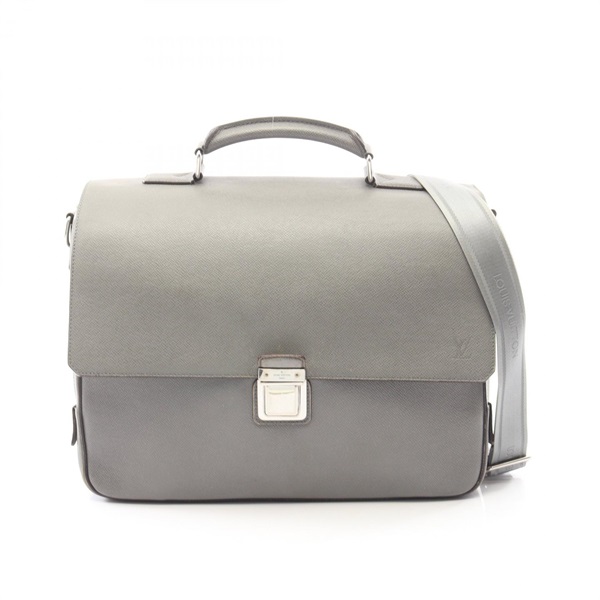 LOUIS VUITTON Vassil GM Crossbody Business Bag M32638 Taiga leather Gray Used LV
