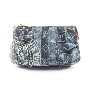 LOUIS VUITTON Trousse Pouch purse M95335 Monogram denim leather Blue Used Women