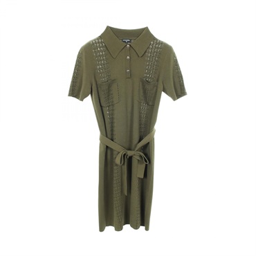 CHANEL Logo Button Polo Shirt Short sleeved Dress P55796K07321 cotton Used #40