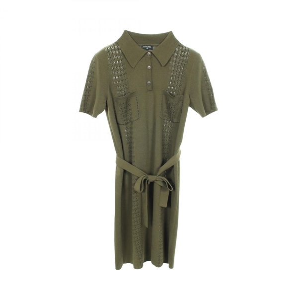 CHANEL Logo Button Polo Shirt Short sleeved Dress P55796K07321 cotton Used #40