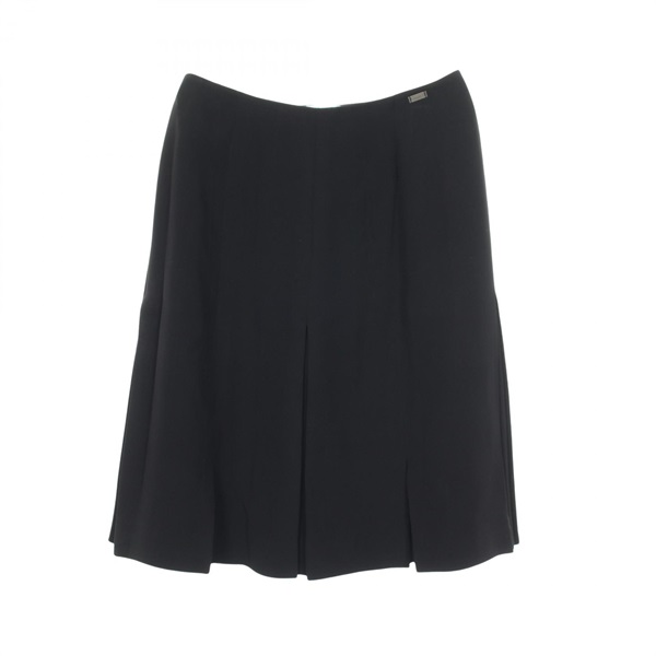 CHANEL Logo Box Pleated Skirt P15775V08453 silk Black Used Women size 36
