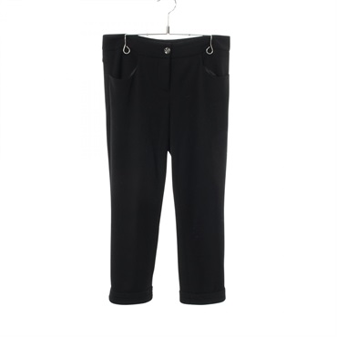 CHANEL COCO Button Cropped Pants P44842V21513 wool Black Used Women size 36