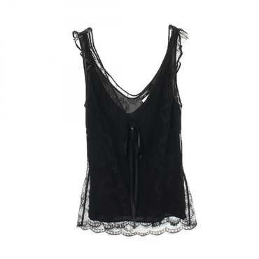 CHANEL Icons Women Camisole #38 P25965W03573 cotton Nylon Black Used Women CC
