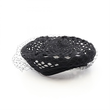Christian Dior DIOR ARTY Lace Beret Hat Cotton Polyester Black Used #54.5cm