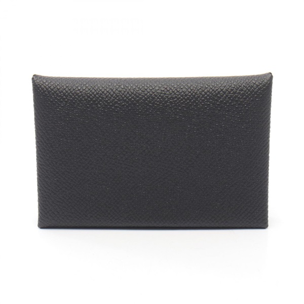 HERMES Calvi coin purse wallet W Epsom Black Used Women SHW