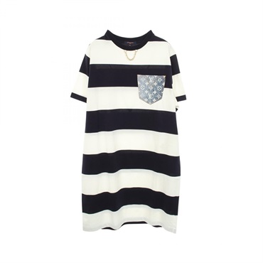 LOUIS VUITTON Stripe Monogram Short sleeved Dress RW221J LO7 FMDR39 cotton #XXL