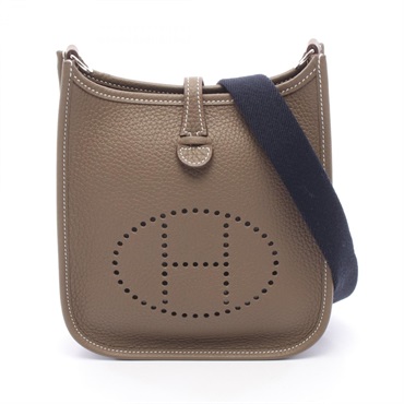 HERMES Evelyne TPM Shoulder Bag K Taurillon Clemence Etoupe Grey Women SHW