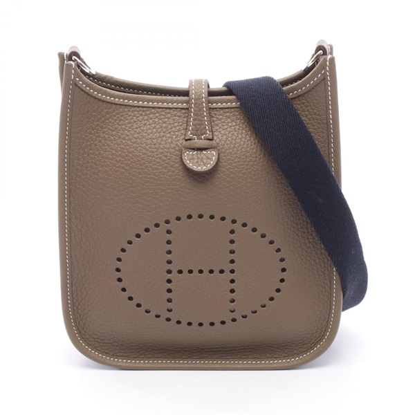 HERMES Evelyne TPM Shoulder Bag K Taurillon Clemence Etoupe Grey Women SHW