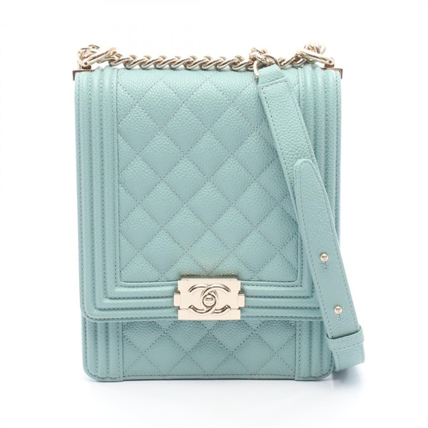 CHANEL Boy Chanel Matelasse Chain Shoulder Crossbody Bag AS0130 leather Blue GHW