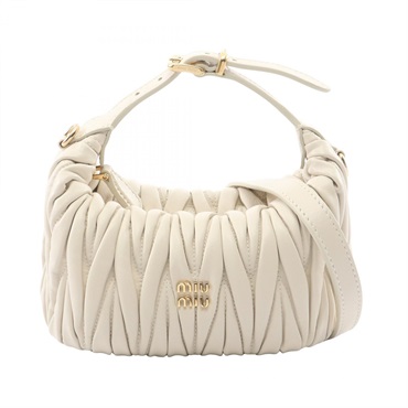 Miu Miu MATELASSE'MIU Matelasse Shoulder Handbag 5NE026 leather White Women