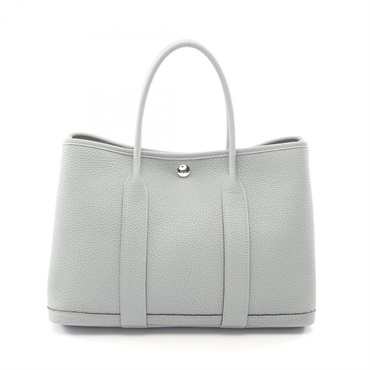 HERMES Garden Party TPM Tote Handbag Negonda leather Grey Gris Pantin SHW K