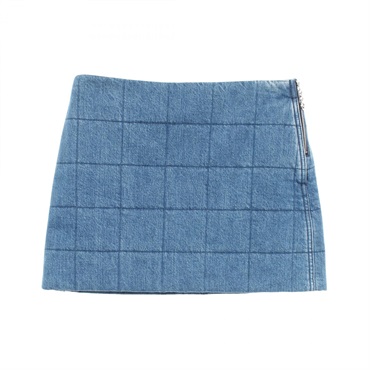 GUCCI Interlocking G Quilted Mini Mini Skirt 766042 cotton Blue Preowned #40