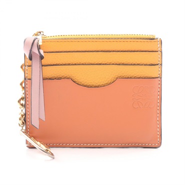 LOEWE Anagram Square Coin Card Holder Keyring purse C821SQLX03 leather Brown
