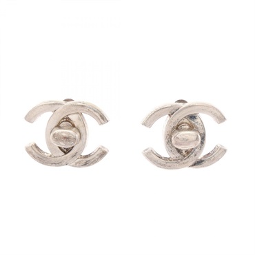 CHANEL COCO Mark Turn lock motif Earring metal Used Women CC