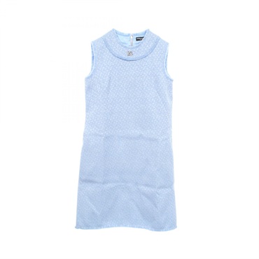 DOLCE & GABBANA Tweed Logo Sleeveless Dress #40 wool Blue Women