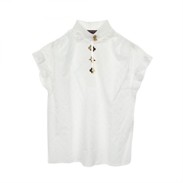LOUIS VUITTON Monogram Blouse Shirt #36 RW192WW AQV FHBL13 cotton White Used LV