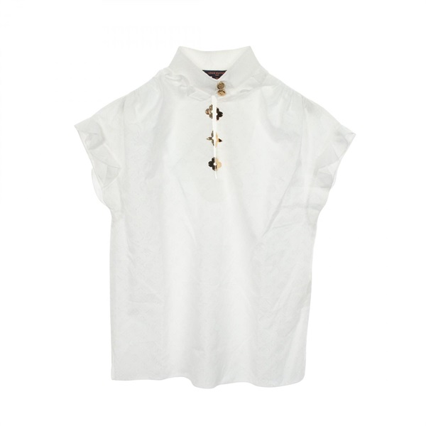 LOUIS VUITTON Monogram Blouse Shirt #36 RW192WW AQV FHBL13 cotton White Used LV