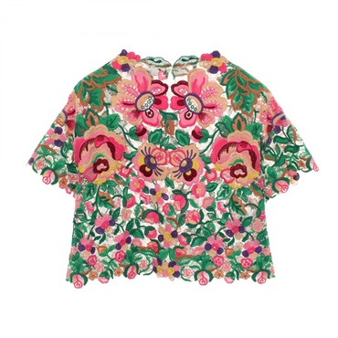 Valentino Floral pattern Full lace Blouse Shirt Top #38 cotton Multicolor Used