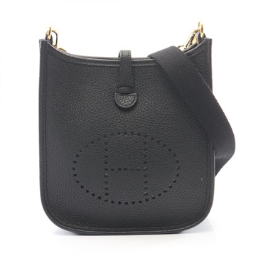 HERMES Evelyne TPM Amazon Shoulder Bag Clemence leather Black Used Women GHW B