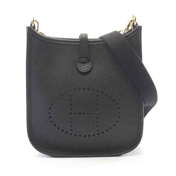 HERMES Evelyne TPM Amazon Shoulder Bag Clemence leather Black Used Women GHW B
