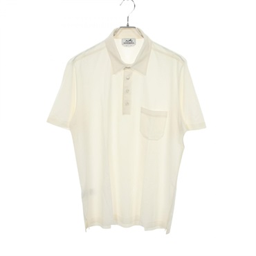 HERMES Short sleeve Polo Shirt Top cotton White White Used mens size L
