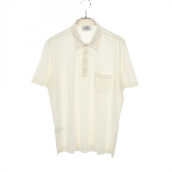 HERMES Short sleeve Polo Shirt Top cotton White White Used mens size L
