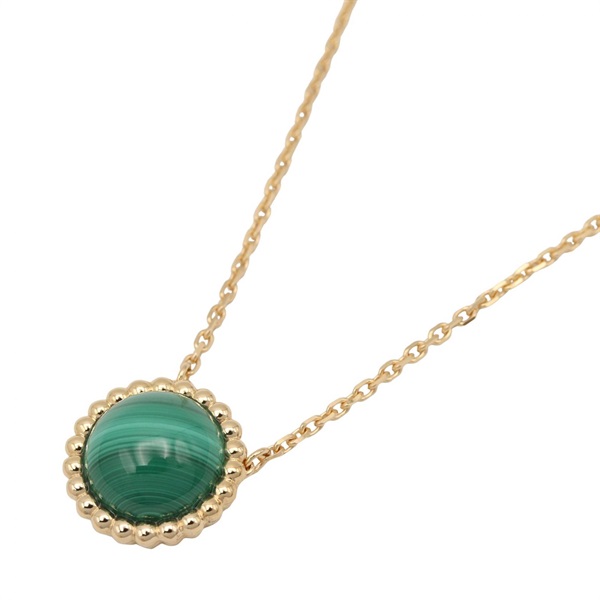 Van Cleef & Arpels Perlee Clover Malachite Necklace 18KYG Yellow Gold Used Women