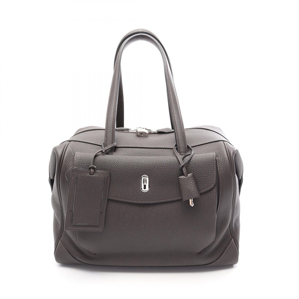 HERMES Wallago 35 Duffel Shoulder Bag Togo leather Brown Macassar SHW Used X