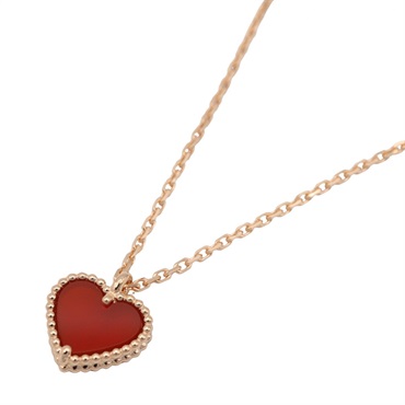 Van Cleef & Arpels Sweet Alhambra Heart Carnelian Necklace 18KRG Gold Used Women