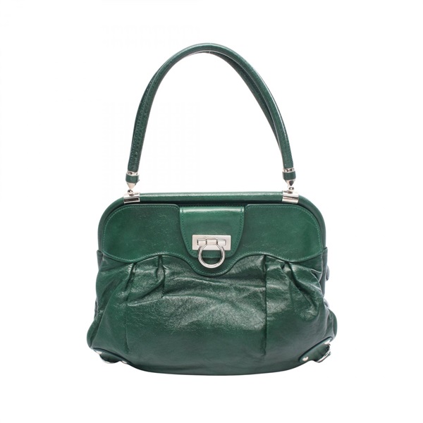 Salvatore Ferragamo Gancini Shoulder Handbag FZ 21 A305 leather Green Used Women