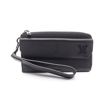 LOUIS VUITTON Zippy Wallet L-shaped zipper long Purse M69831 Aerogram Black Used
