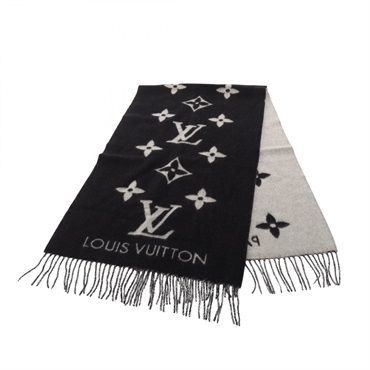 LOUIS VUITTON Echarpe Reykjavik Scarf M71040 cashmere Black Gray Gres Used Women