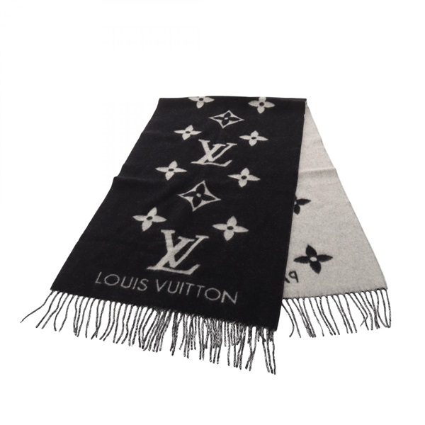 LOUIS VUITTON Echarpe Reykjavik Scarf M71040 cashmere Black Gray Gres Used Women