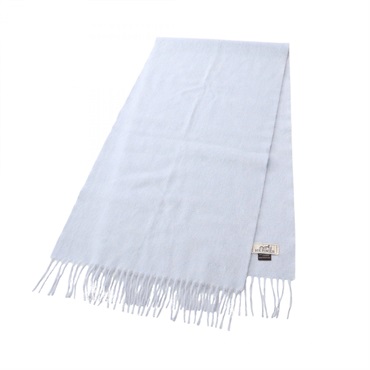 HERMES Uni Brode Scarf Stole Wrap Echarpe cashmere Blue Used mens