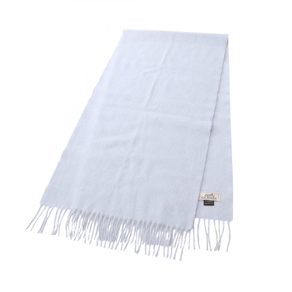 HERMES Uni Brode Scarf Stole Wrap Echarpe cashmere Blue Used mens