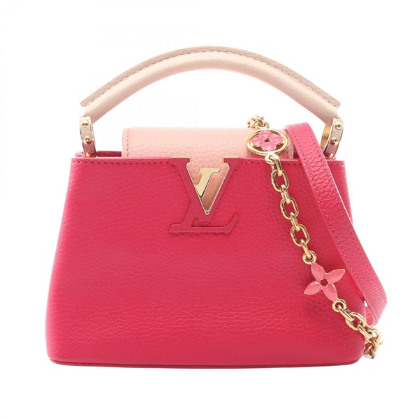 LOUIS VUITTON Capucines MINI Crossbody Handbag M20845 Clemence Leather Pink Used
