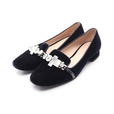 Miu Miu Bijoux Flat Pumps Shoes #36 Velvet Navy Used Women