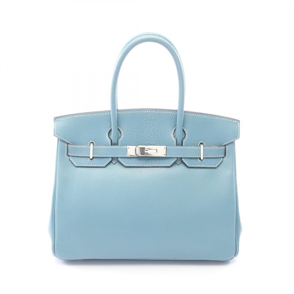 HERMES Birkin 30 Handbag Chevre leather Blue jean SHW Used Women C