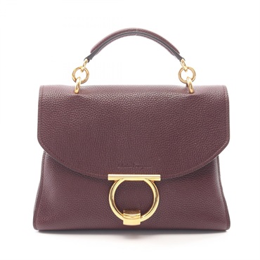 Salvatore Ferragamo Margot Gancini Handbag EE-2H493 leather Bordeaux Used Women